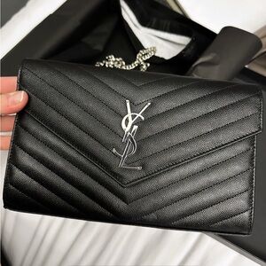 Yves Saint Laurent Black Quilted Leather Clutch